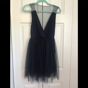Navy plunging neckline party dress